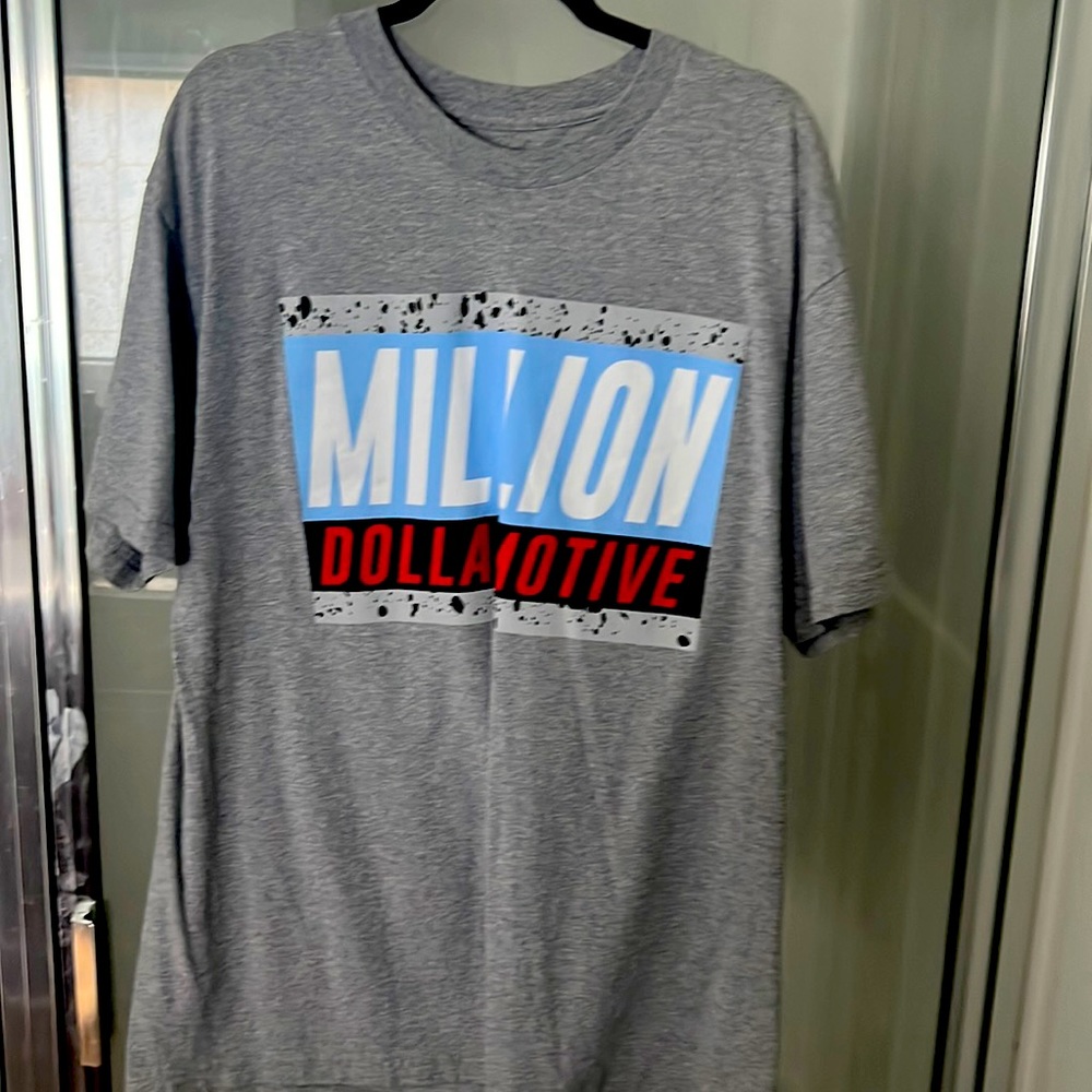 Gray Tee shirt with custom logs on front and back